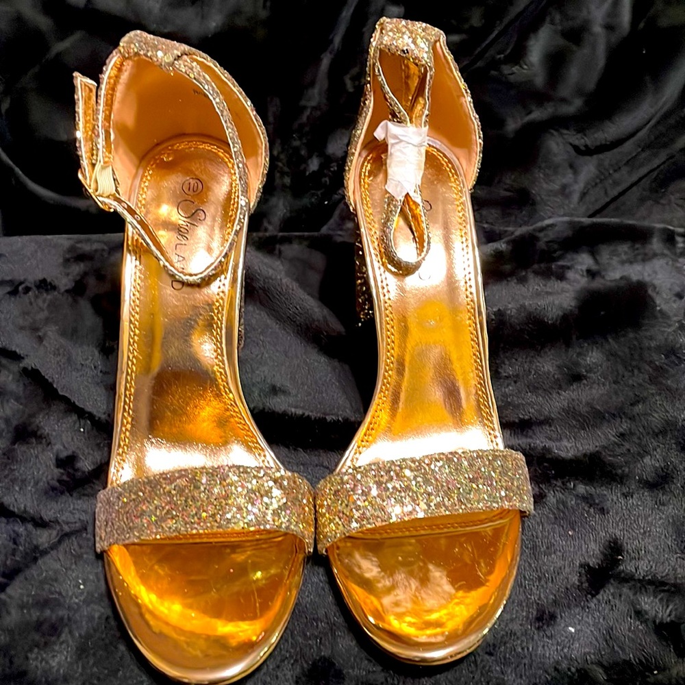 Gold Glitter Heels Size 10